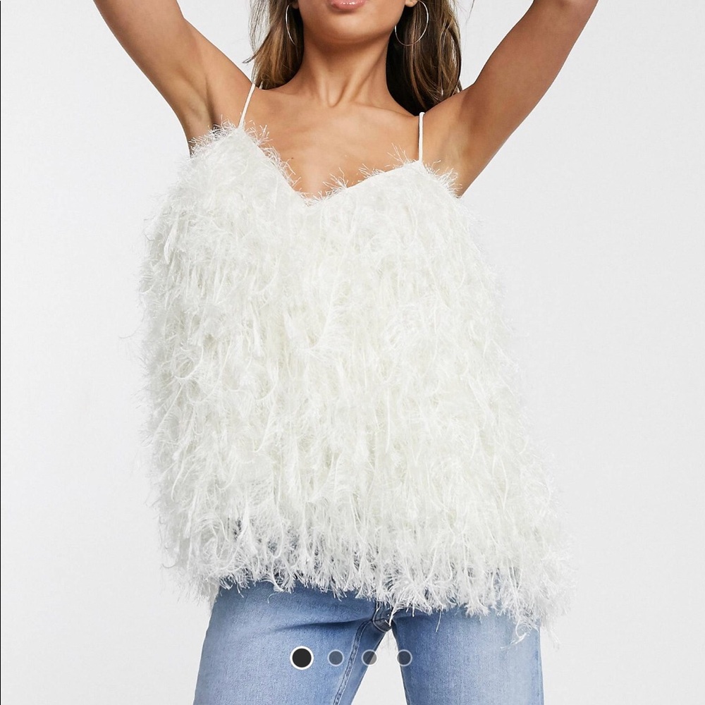ASOS DESIGN Cream V Neck Feather Cami Size 4 NWOT